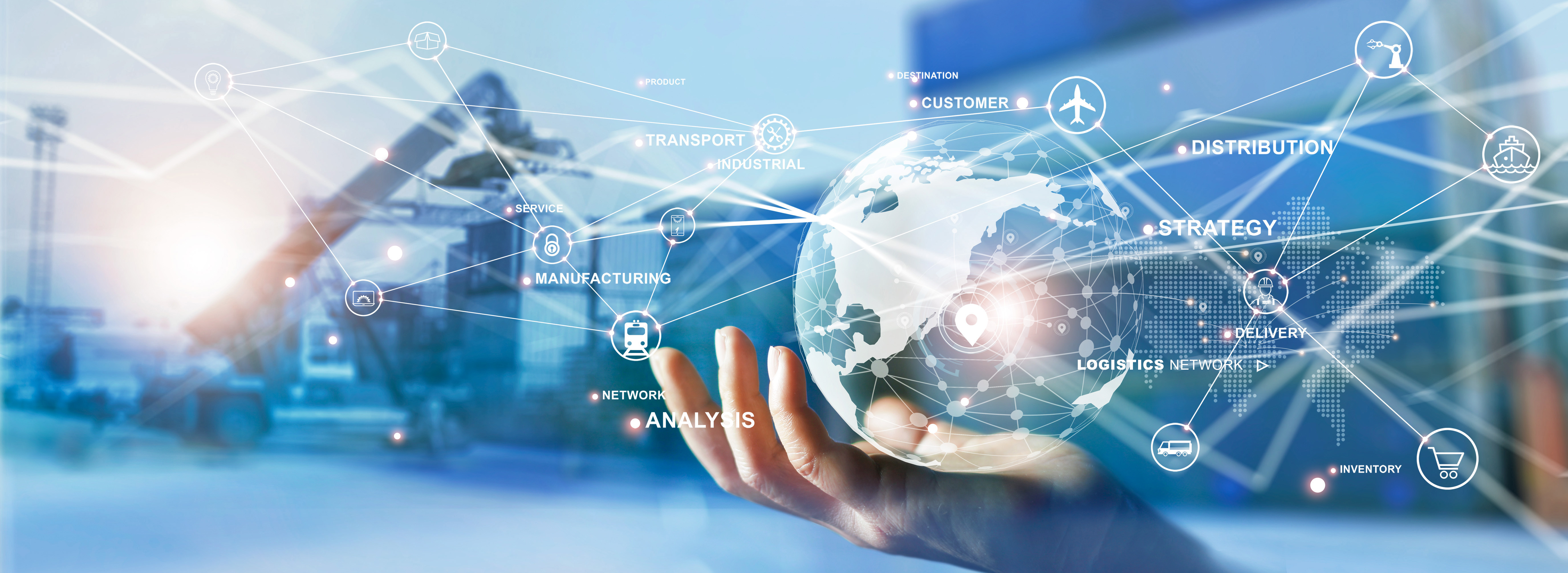 Hand holding the globe and linking countries together 